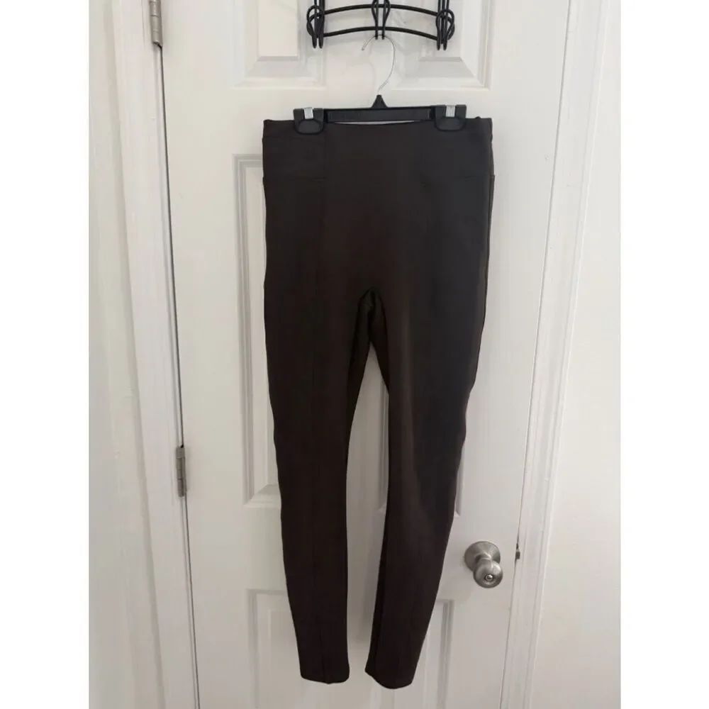 SPANX Faux Suede Chocolate Brown Leggings.Size Small Pettite